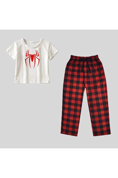 HANUİKİ Spider Printed Μαύρο Unisex Oversize Crop Top 2 L.i Σετ