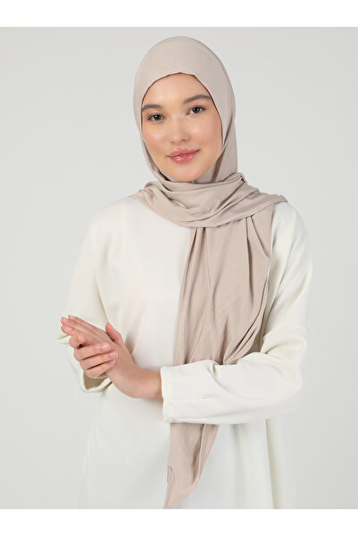 Ecardin Ρυθμιζόμενο σάλι Hijab Viscose με φερμουάρ - Lycra, Light Mink - St 099