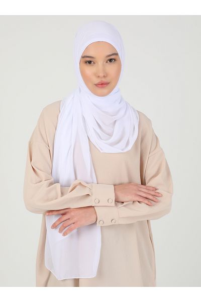 Ecardin Premium Hijab Chiffon Fabric Shawl - St 100 White