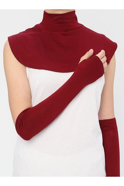 Ecardin Claret Red Collar Neck Collar Sleeve Comfortable Set - St 175
