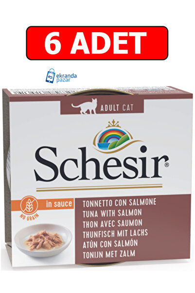 Schesir tahılsız ton balıklı ve somonlu kedi yaş maması 70gr 6adet kedi konse...