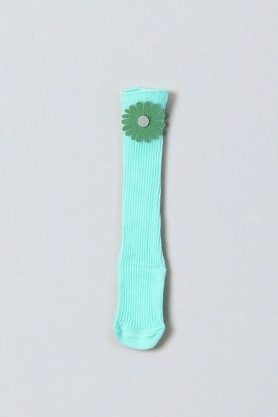 ADABEBEK Green and White Floral Felted Baby Knee Socks