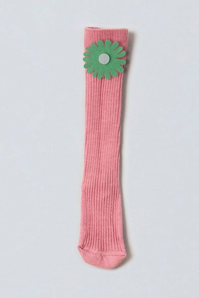 ADABEBEK Green and White Floral Felted Baby Knee Socks