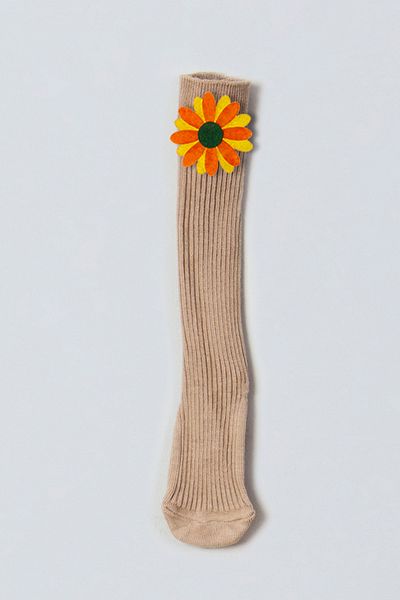 ADABEBEK Orange Yellow Floral Felted Baby Knee Socks