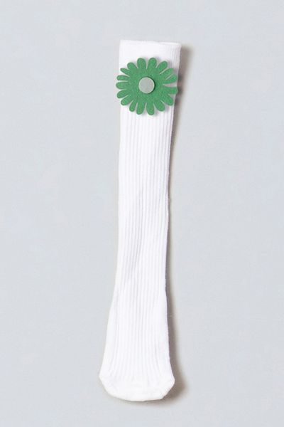 ADABEBEK Green and White Floral Felted Baby Knee Socks
