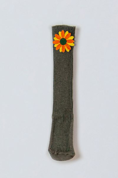 ADABEBEK Orange Yellow Floral Felted Baby Knee Socks