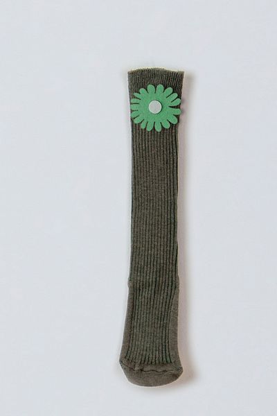 ADABEBEK Green and White Floral Felted Baby Knee Socks