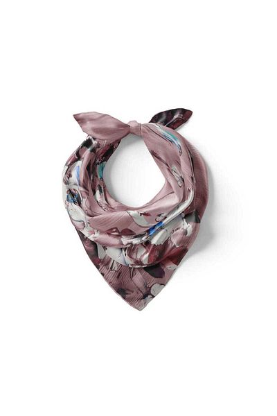 Bursa İpek Anemone Patterned Dried Rose Silk Handkerchief