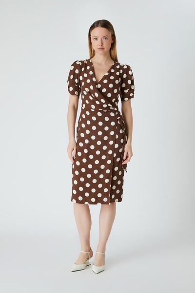 FEVER Puan desenli viskon elbise