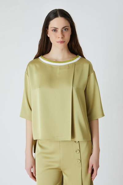 FEVER Ribana yakalı saten bluz