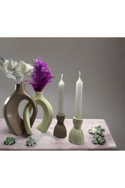 BLANJ HoBinCaN Tasarım sarmaşık sevgili vazo, şamdan mumluklu set 22x16&17x14