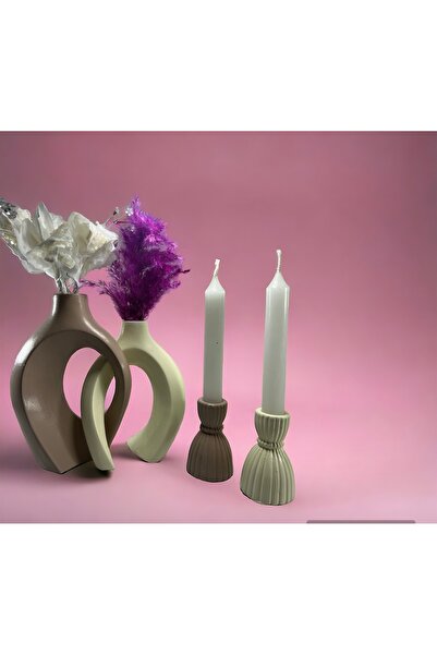 BLANJ HoBinCaN Tasarım sarmaşık sevgili vazo, şamdan mumluklu set 22x16&17x14