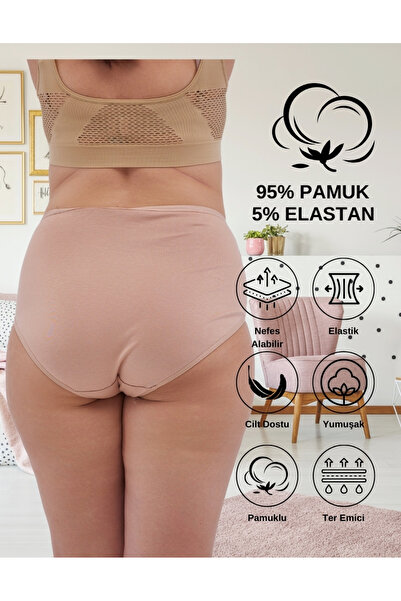 ALYA UNDERWEAR Kadın Büyük Beden Külot Battal Full Brief (8xl, 9xl, 10xl) 5 Farklı Renk 1 Pakette