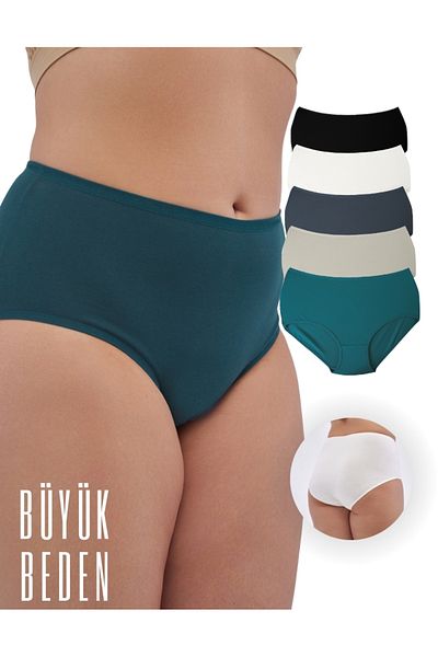 ALYA UNDERWEAR Chiloți de mărime mare pentru femei Slip complet extra large (8xl, 9xl, 10xl) 5 culori diferite într-un singur pachet