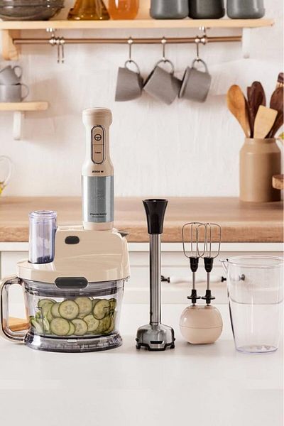 Karaca Mastermaid Premium Pro 2000W Food Processor with Stainless Steel Blade, Soft Cream