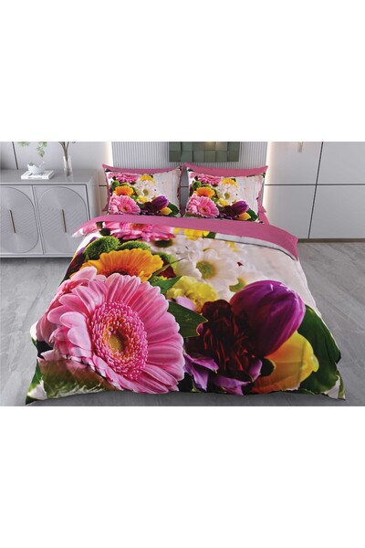 BEYZADE HOME 3D Double Duvet Cover Set 6 Pieces Spring Flowers