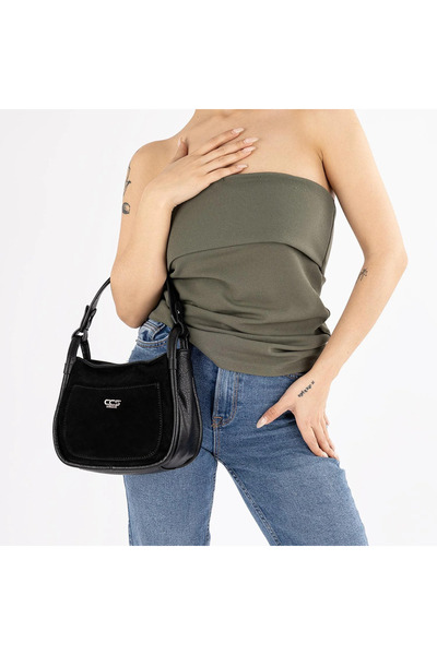 ÇÇS 17422 Lordes Kadın Hakiki Süet El Çantası ve Çapraz Çanta