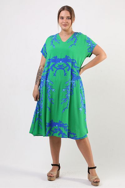 LİKAPA Likapa Summer Plus Size Viscose κοντομάνικο φόρεμα με λαιμόκοψη 2688