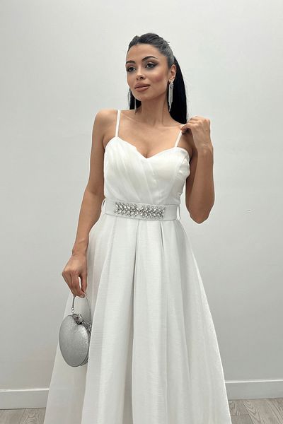giyimmasalı Organza Dalya Υφασμάτινο Πριγκίπισσα Φόρεμα - ΛΕΥΚΟ
