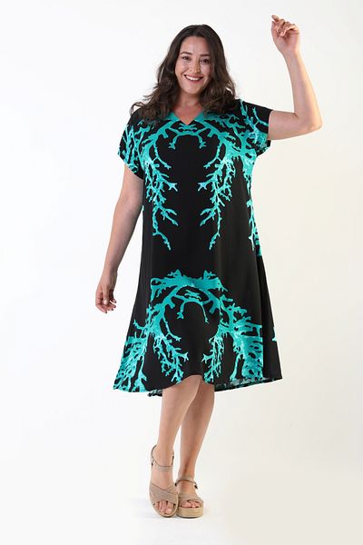 LİKAPA Likapa Summer Plus Size Viscose κοντομάνικο φόρεμα με λαιμόκοψη 2688