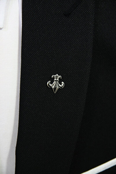 Elegante Cravatte Fleur De Lys (ZAMBAK) Gümüş Renk Ceket Yaka Iğnesi Broş Rozet