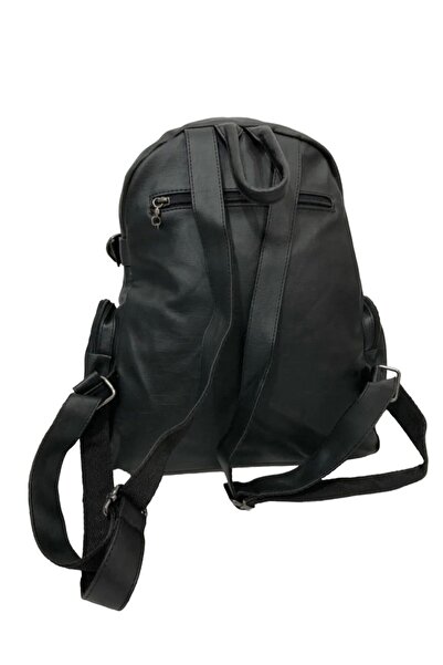 Honorius Women's Black Soft Washed Leather Multi-Compartment Quality Backpack