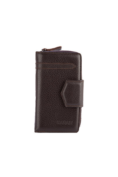 Karalı Deri Hakiki Deri Kadın  Portföy Cüzdanı  Kahve BC471-02