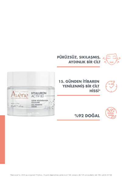 Avene Hyaluron Activ B3 Hyaluronik Asit ve Niacinamid İçerikli Hücre Yenilemeye Yardımcı Krem 50 ml