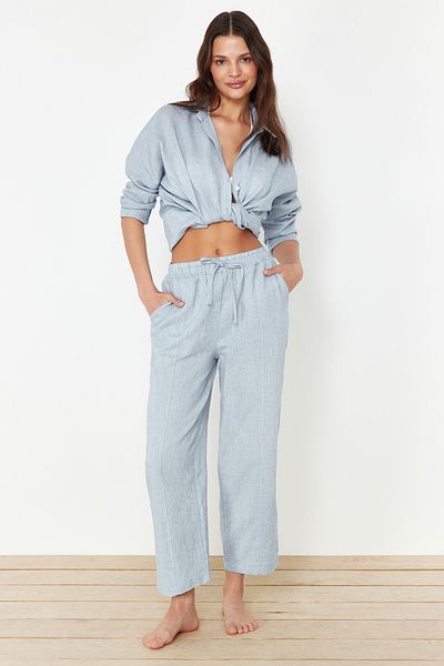Trendyol Collection Blue Woven Beach Set - Shirt and Pants Tbess24Au00068