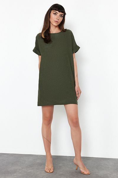 Trendyol Collection Μίνι υφαντό φόρεμα χακί σε ίσια κοπή TWOSS24EL00765