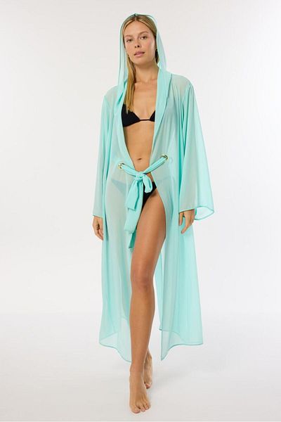 AYYILDIZ 4807 Water Green Hooded Beach Dress