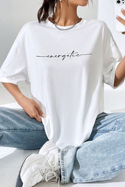 MODAGEN Μπλουζάκι Unisex Crew Neck Energetic Printed Oversize T-shirt