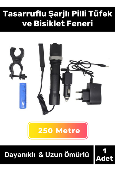 Carlburn Özel Üretim 3 Modlu Beyaz Işıklı Alüminyum Tasarruflu Şarjlı Pilli T...