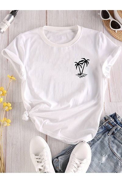 Advantage Μπλουζάκι Unisex Code Advantage Trend Palm Summer Printed Oversize off-Shoulder