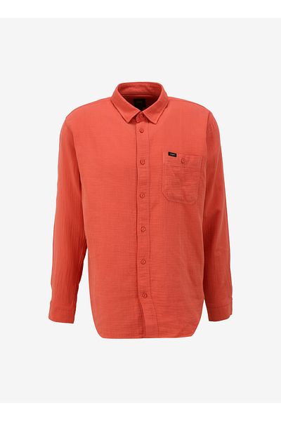 Lee Locker sitzendes, weit geschnittenes orangefarbenes Hemd aus 100 % Baumwolle