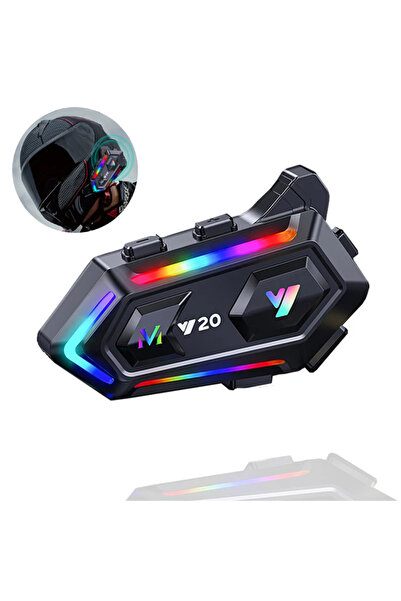 DYNEGO BT22 Y20 Motosiklet Bluetooth Kulaklık 5.3 Çağrı Gürültü Önleyici Rgb Işık Su Geçirmez Kask Kulaklık