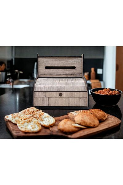 woodluck Wooden Towel Napkin Holder with Storage Eyes, Top Shelf Slider Cover Bread Holder Rustic