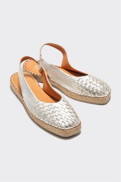 Elle Shoes Platinum Leather Women's Espadrilles