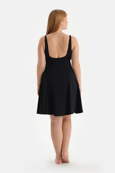 Dagi Weiß-schwarzer Korsett-Badeanzug mit Recovery-Kleid