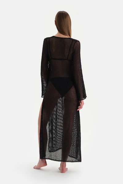 Dagi Schwarzes Ledernetzkleid