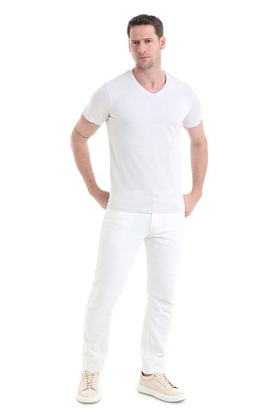 Hatemoğlu Gray V-Neck Regular Fit Cotton T-Shirt