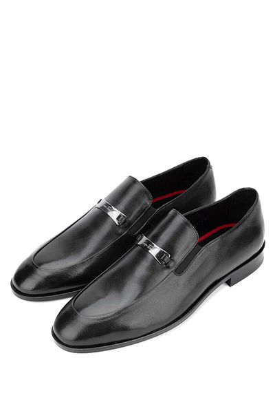 Tamer Tanca Genuine Leather Black Men's Loafer Shoes