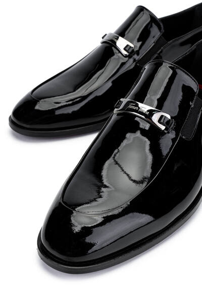 Tamer Tanca Мъжки черни лачени мокасини от естествена кожа