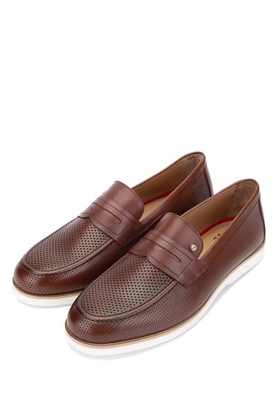 Tamer Tanca Men's Tan Loafers - Genuine Leather Shoes