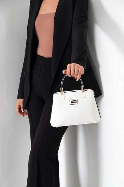 Silver Polo حقيبة يد نسائية فضية وبولو بيضاء - بيضاء Sp987
