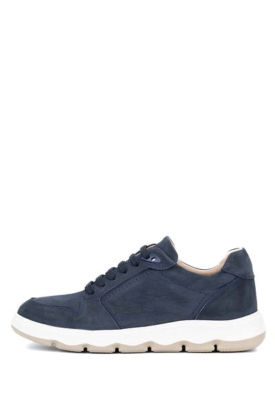 Tamer Tanca Navy Blue Genuine Leather Nubuck Men's Casual Shoes