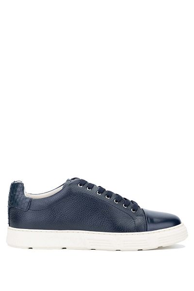 Tamer Tanca Navy Blue Genuine Leather Men's Sneakers - Sports Shoes