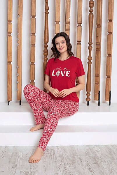 bie's Set de pijamale din viscoză, fără nasturi, cu frunze de flori de rodie,...