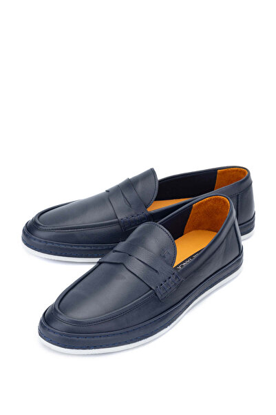 Tamer Tanca Чоловічі темно-сині мокасини з натуральної шкіри