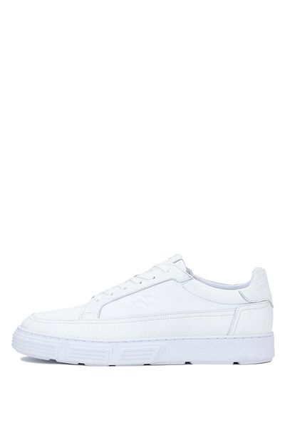 Tamer Tanca Men's White Genuine Leather Sneakers - Sports Shoes